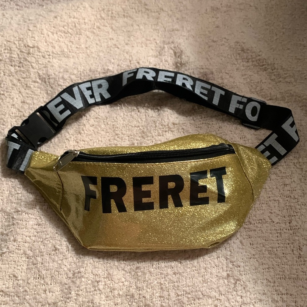Freret embellished gold metallic Fanny pack